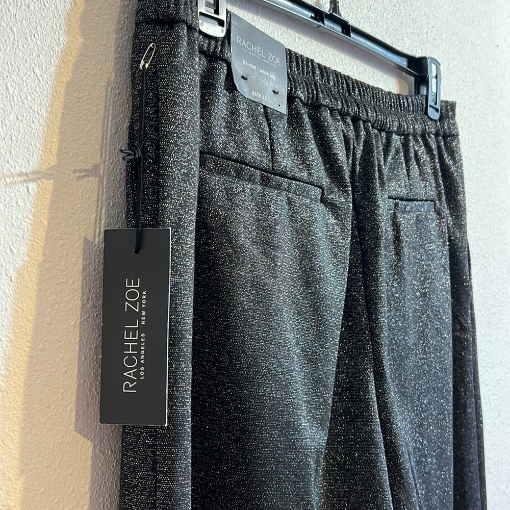 Rachel Zoe Womens High Rise Wide Leg Metallic Shiny Retro Y2K Pants Size 12